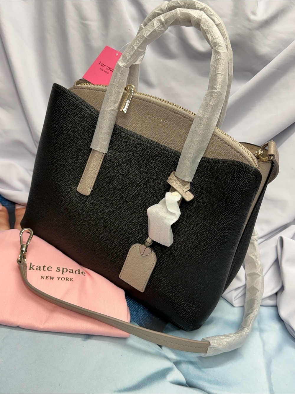 (new+tag) Kate Spade Margaux Large Satchel
Black Multi Leather Two-Tone - Picture 1 of 15